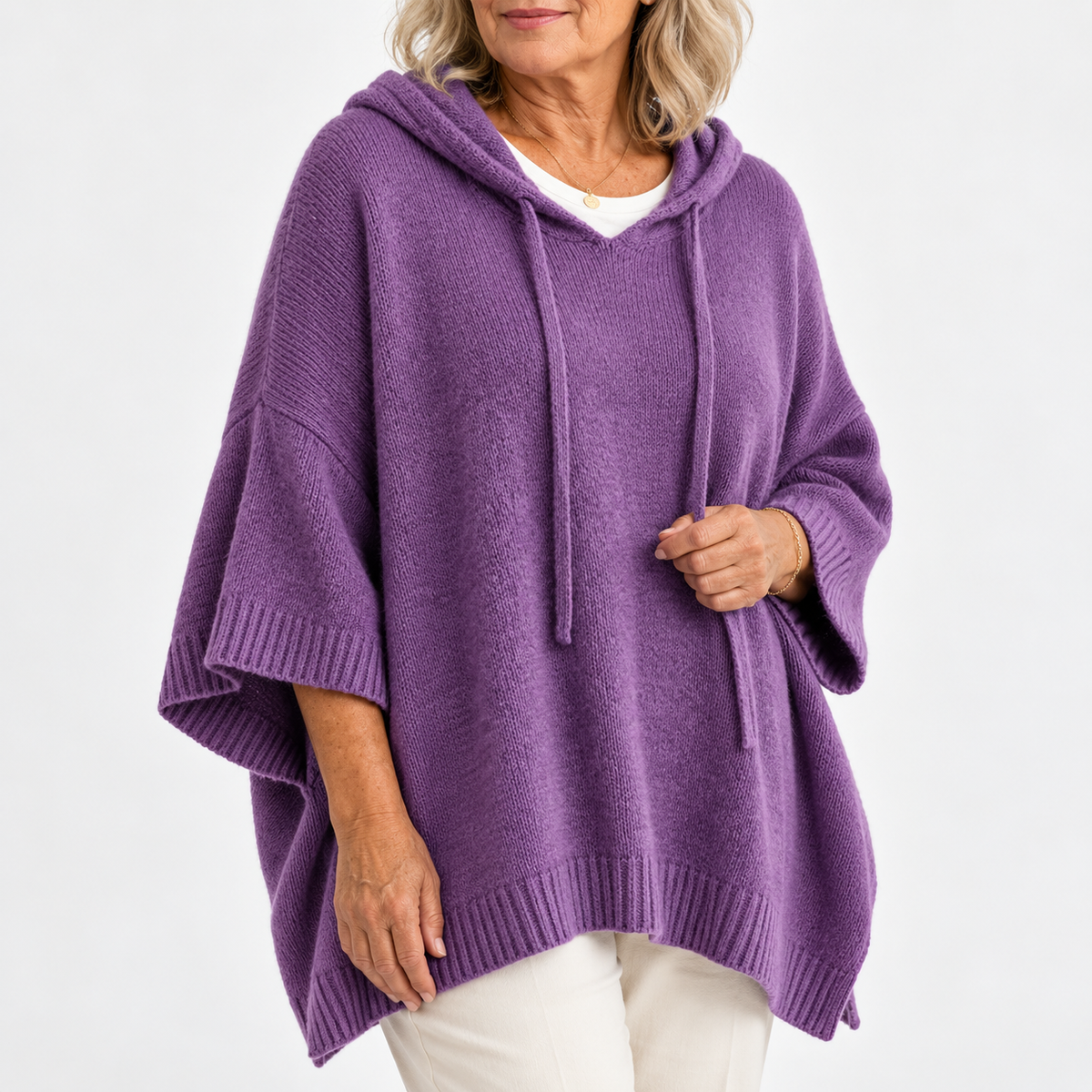 Maria | Oversized Knit Hoodie with Drawstring