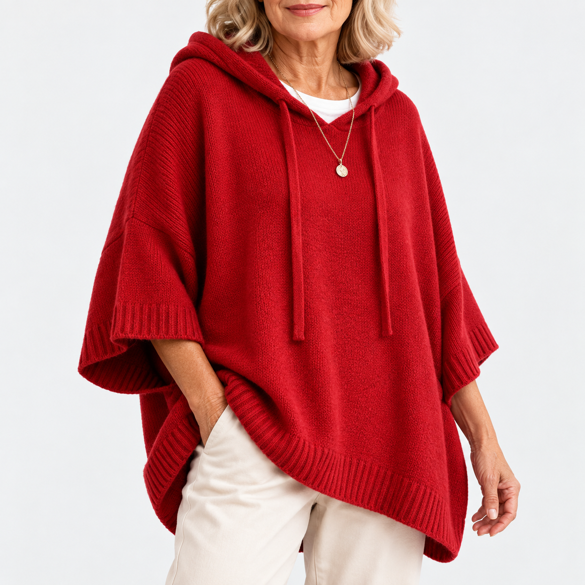 Maria | Oversized Knit Hoodie with Drawstring