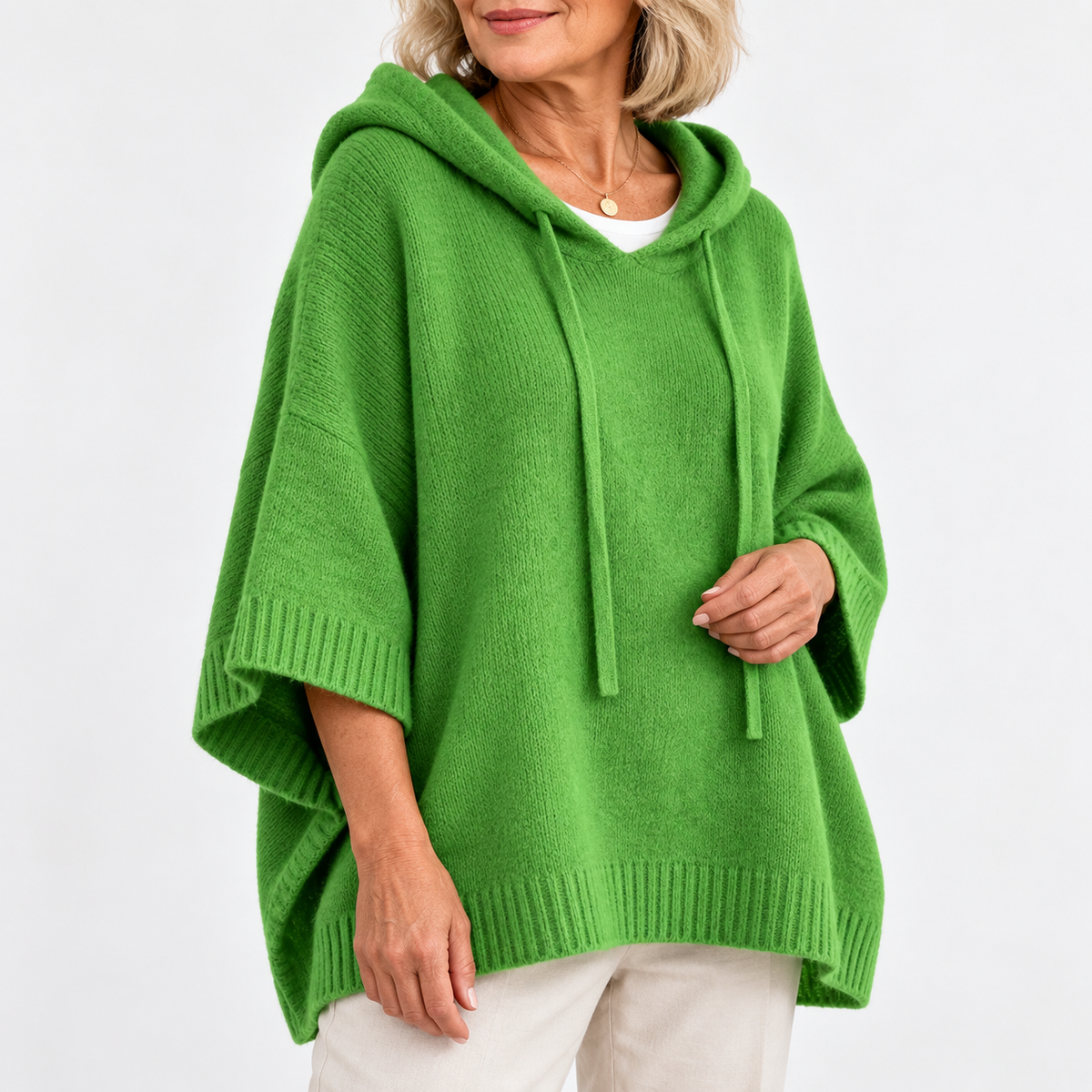 Maria | Oversized Knit Hoodie with Drawstring