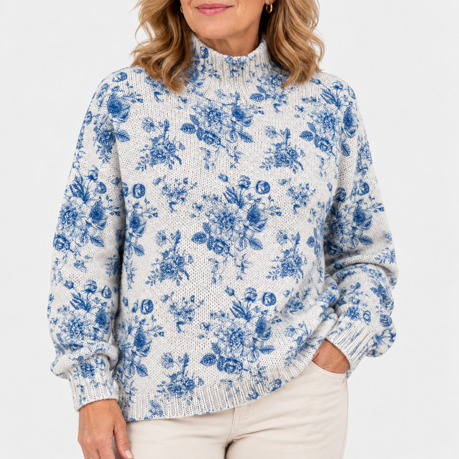 Rose | Floral Pattern with Artistic Print Turtleneck
