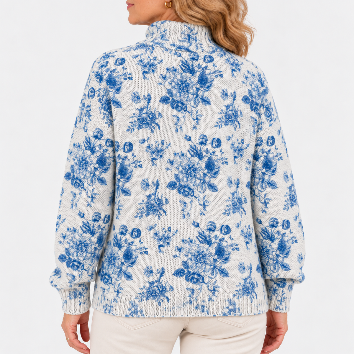 Rose | Floral Pattern with Artistic Print Turtleneck