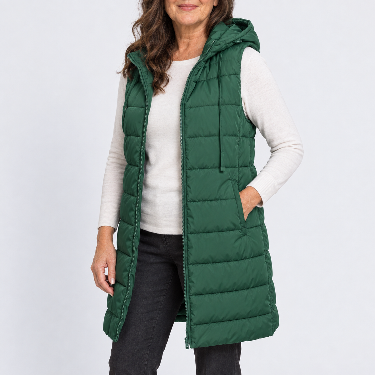 Mariella | Comfy Long Puffer Vest With Hood