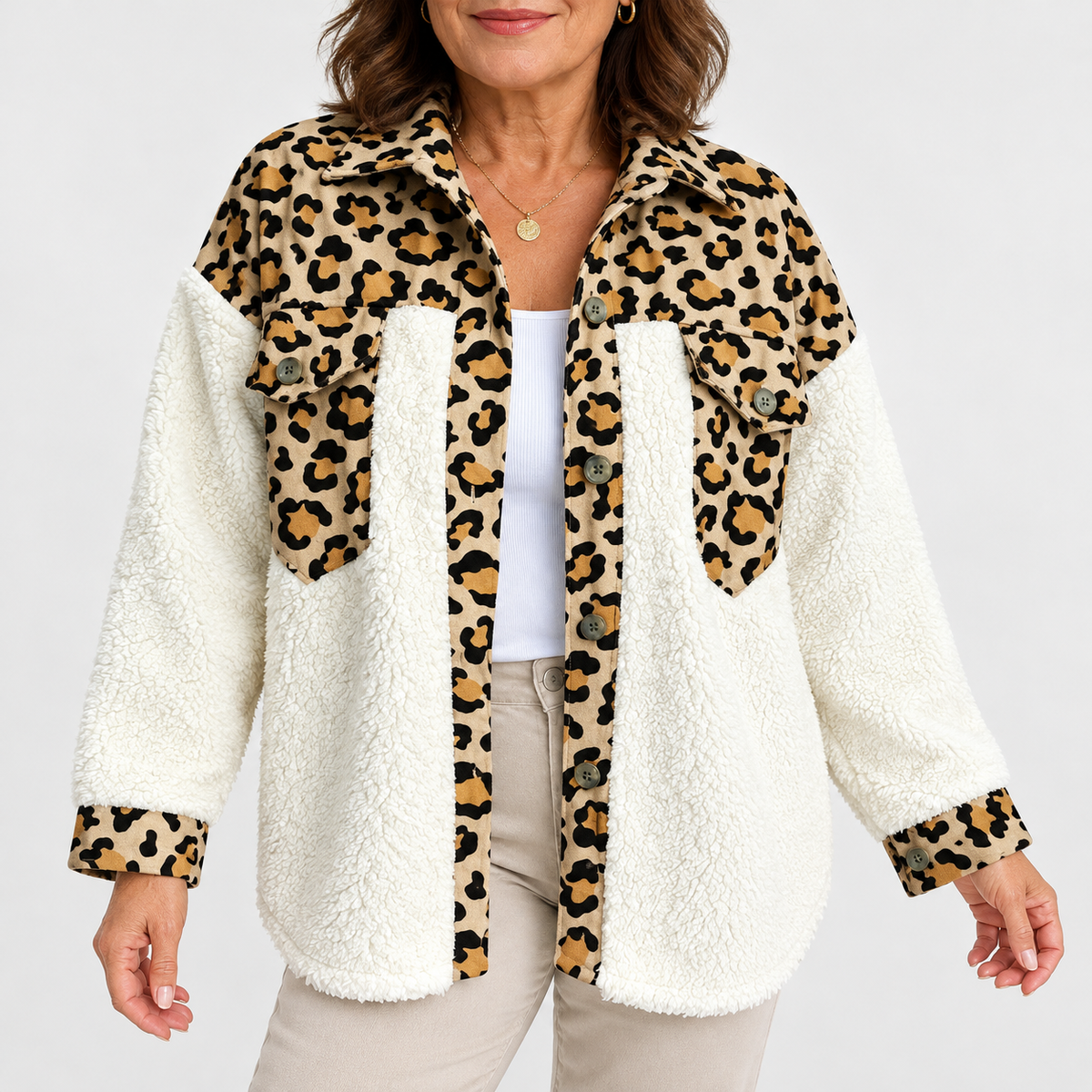 Iris | Plaid Plush Patchwork Button-Down Jacket