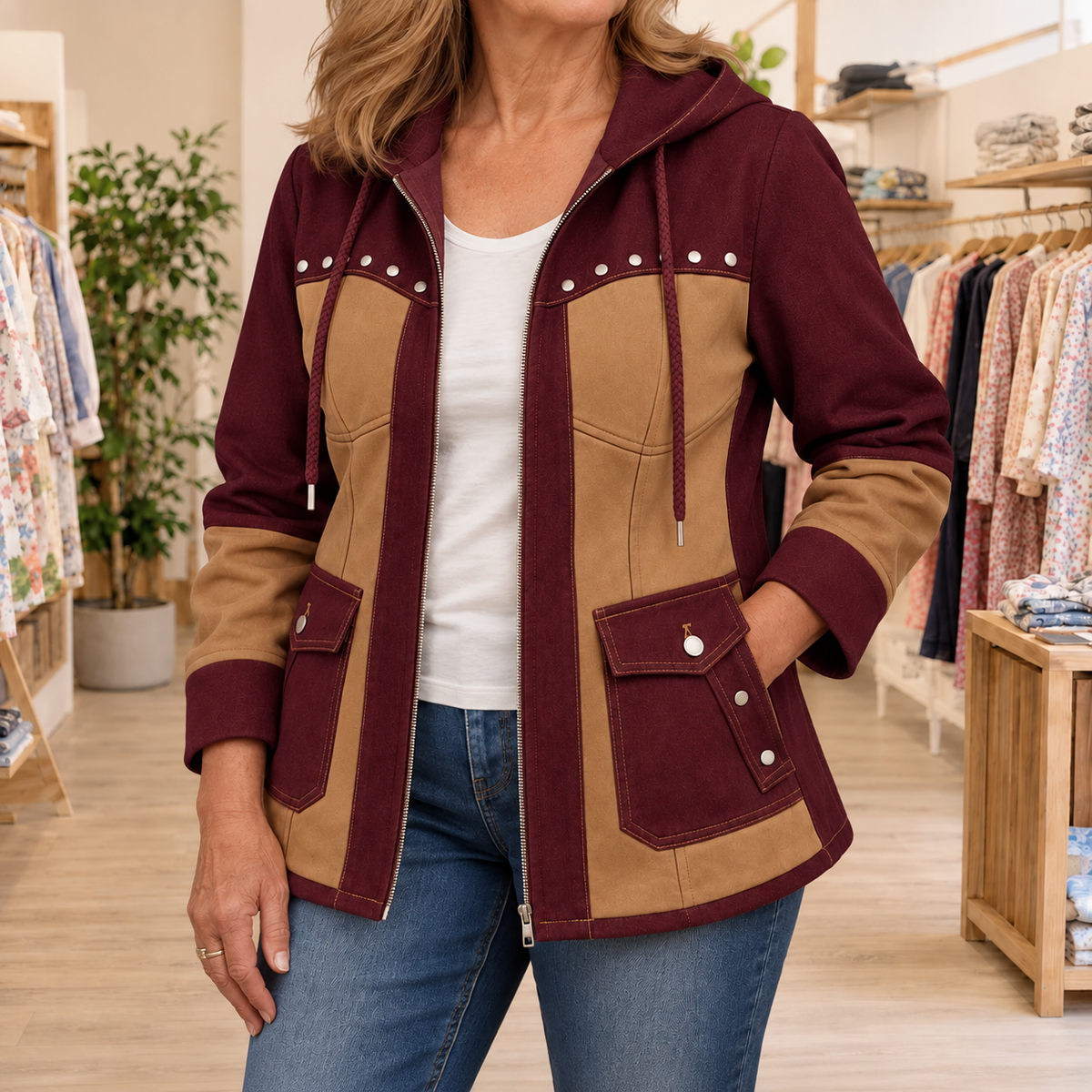 Emily Patchwork Hooded Jacket