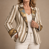 Rebecca Boho Striped Printed Lapel Blazer