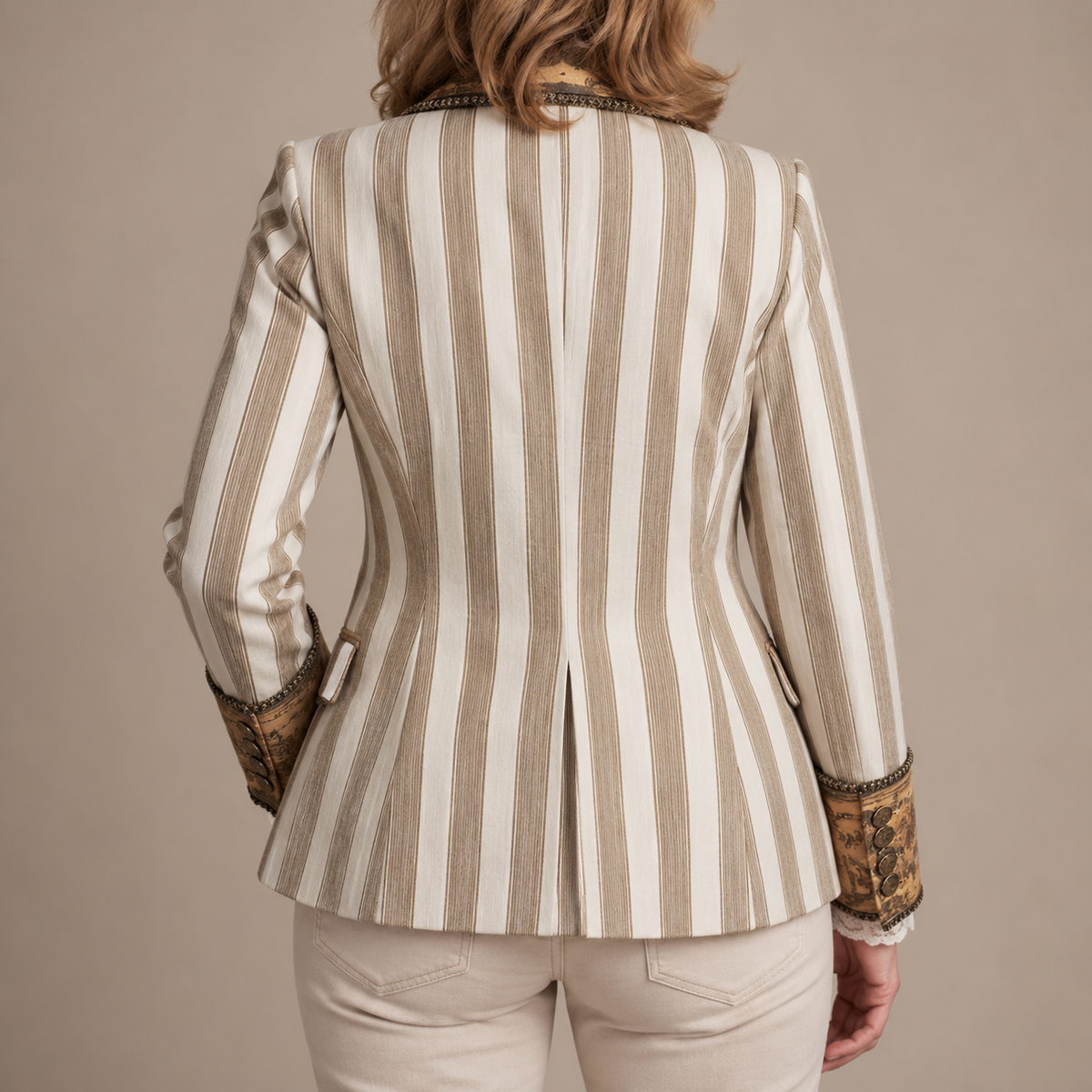 Rebecca Boho Striped Printed Lapel Blazer