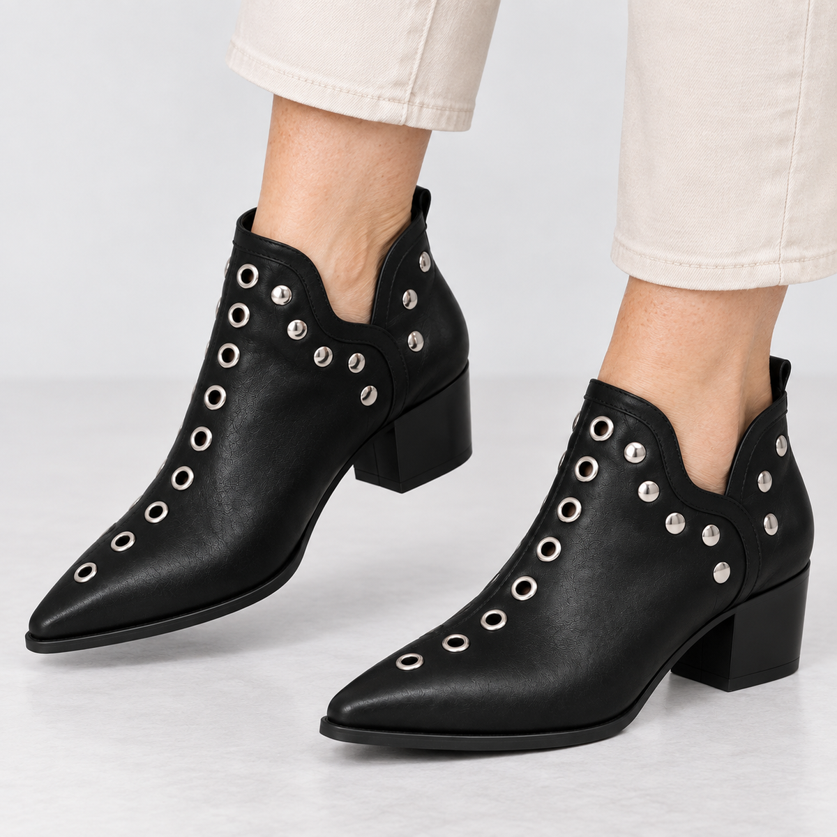 Rose | Studded Pointed Ankle Boots