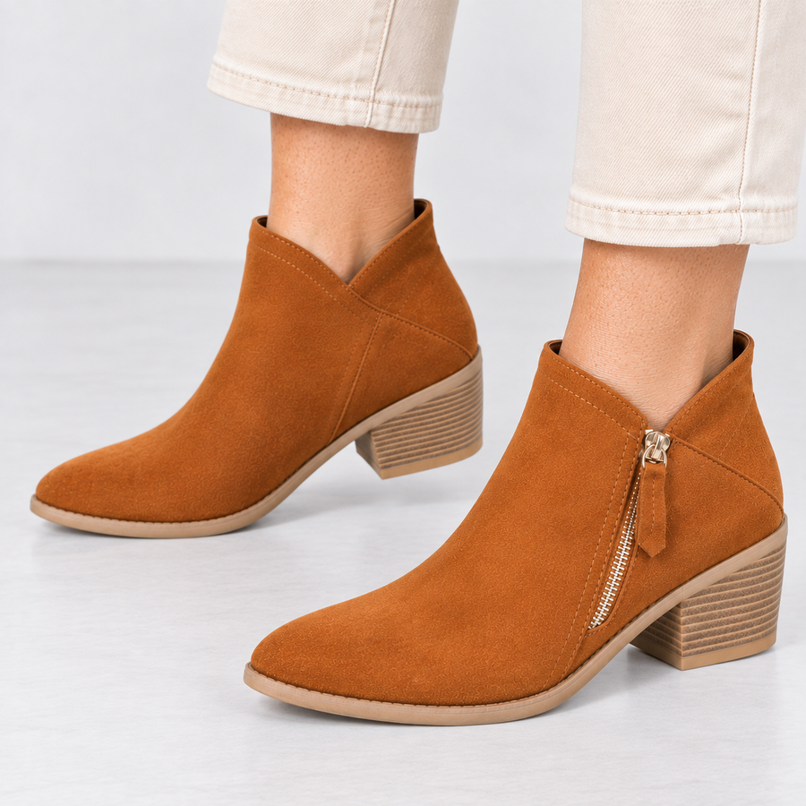 AVENYA | SIDE-ZIP LEATHER ANKLE BOOTS