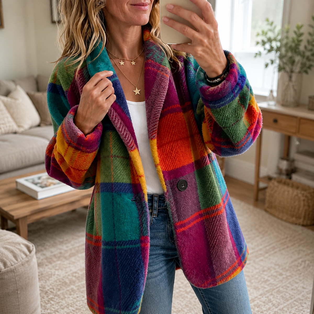 Comfy Oversized Plaid Coat