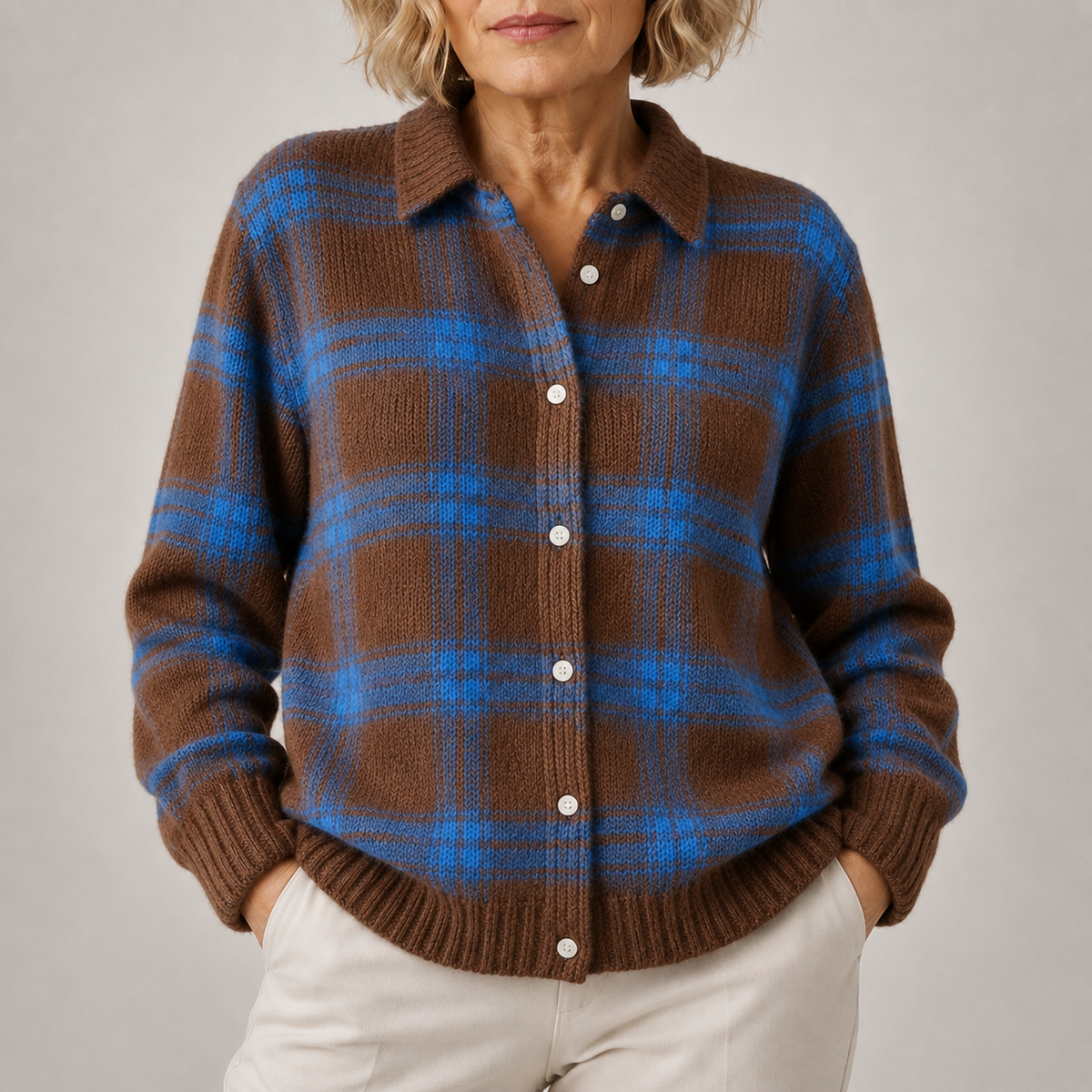 Edith | Womens Loose-Fit Plaid Long-Sleeve Shirt