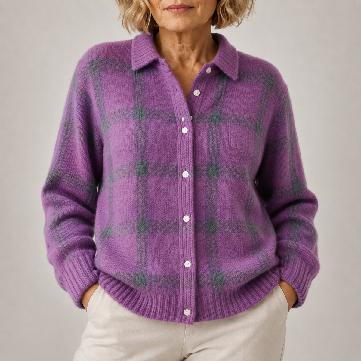 Edith | Womens Loose-Fit Plaid Long-Sleeve Shirt