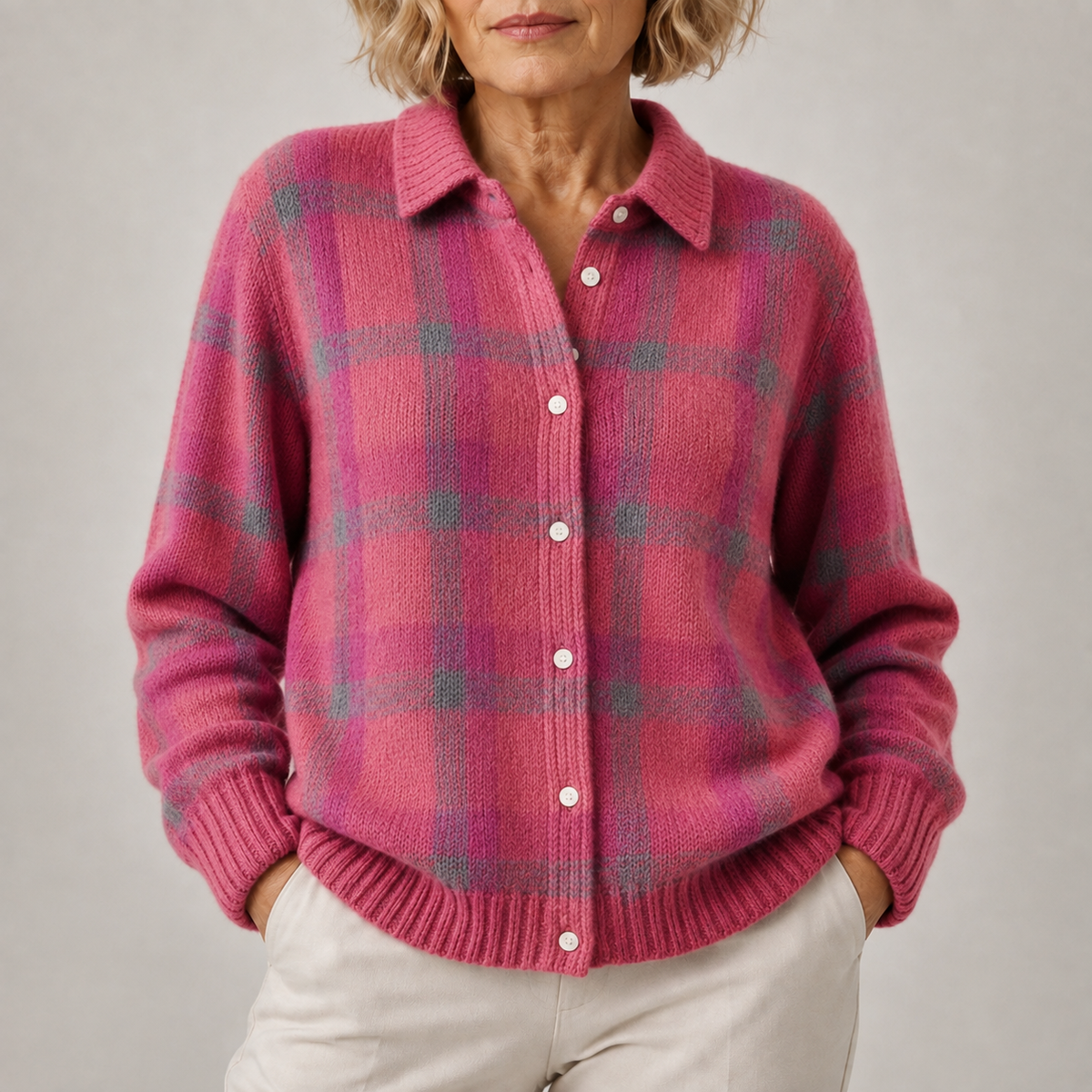 Edith | Womens Loose-Fit Plaid Long-Sleeve Shirt