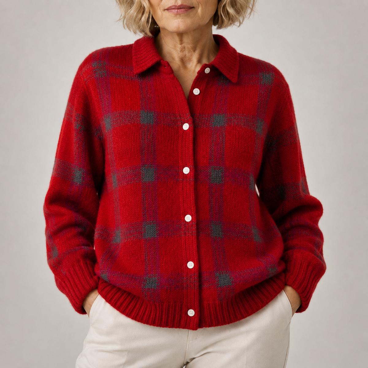 Edith | Womens Loose-Fit Plaid Long-Sleeve Shirt