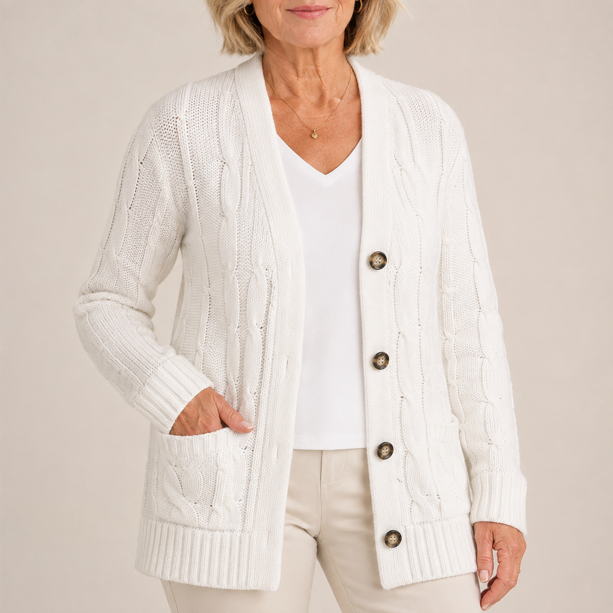 Sarah | Women's Long Sleeve Button Down Knit Cardigan