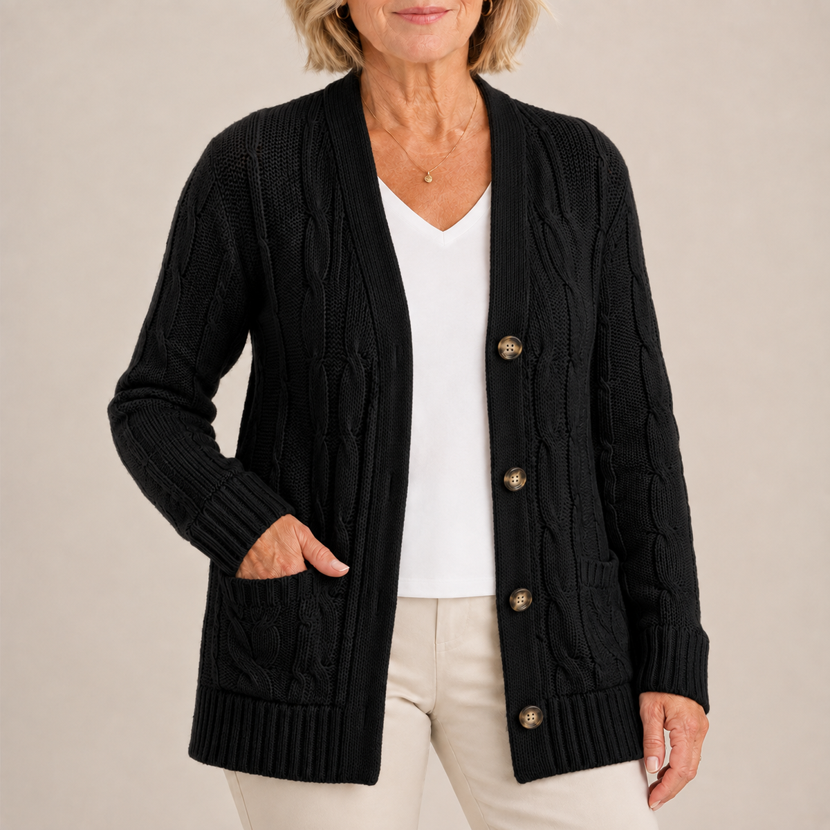 Sarah | Women's Long Sleeve Button Down Knit Cardigan