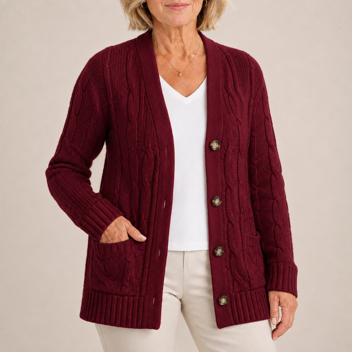 Sarah | Women's Long Sleeve Button Down Knit Cardigan