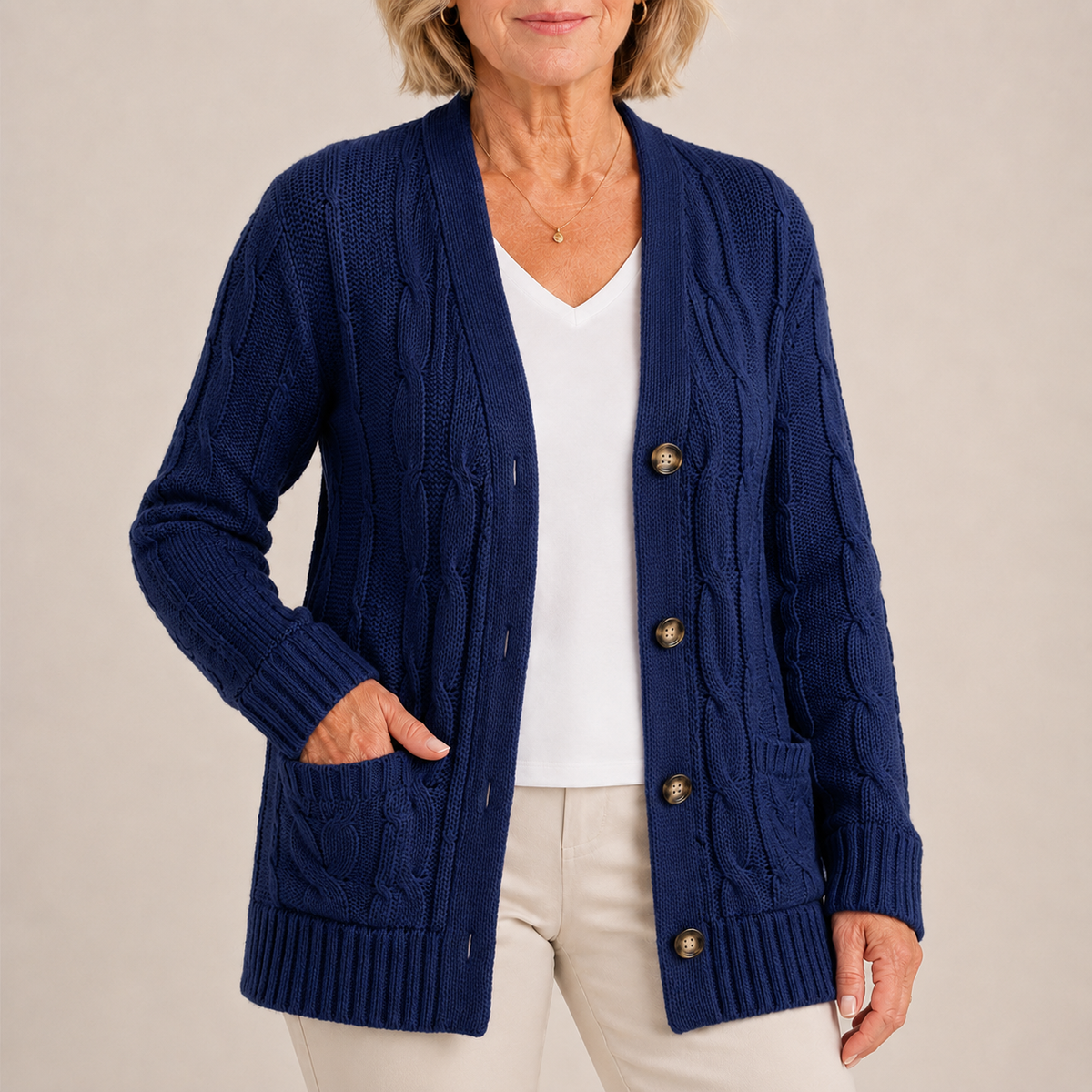 Sarah | Women's Long Sleeve Button Down Knit Cardigan