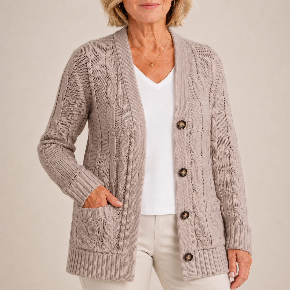 Sarah | Women's Long Sleeve Button Down Knit Cardigan