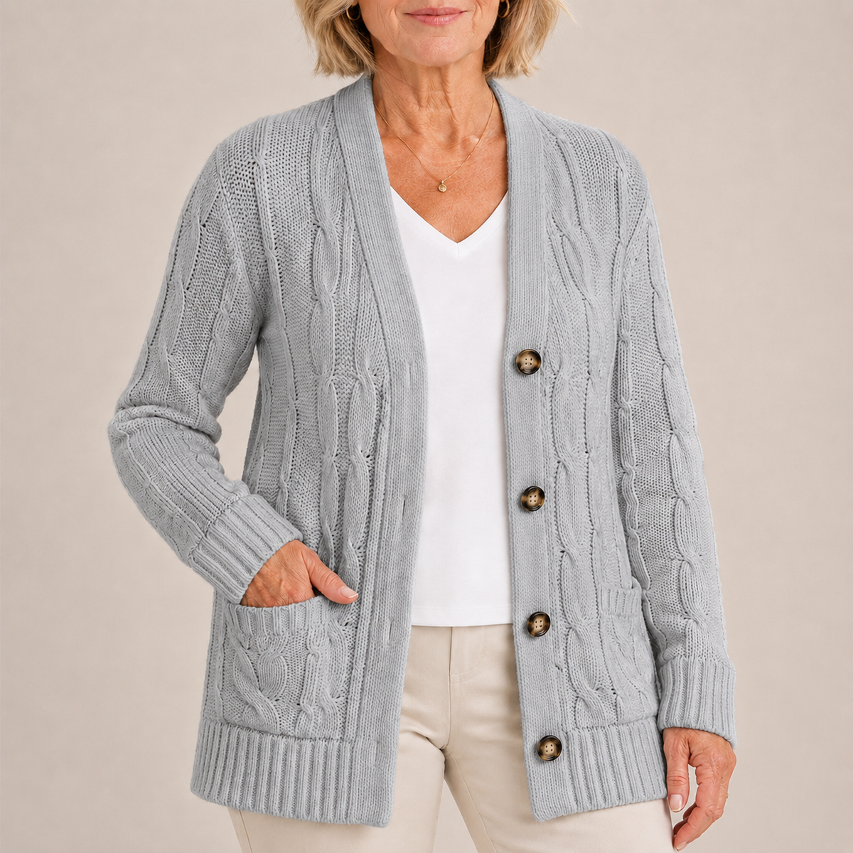 Sarah | Women's Long Sleeve Button Down Knit Cardigan