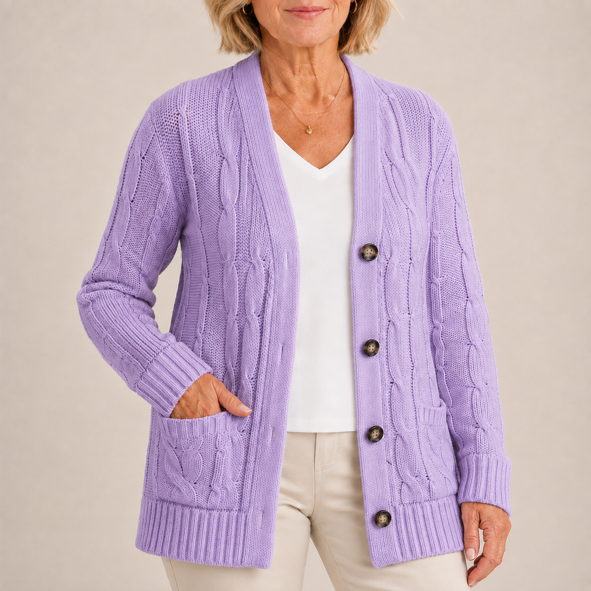Sarah | Women's Long Sleeve Button Down Knit Cardigan