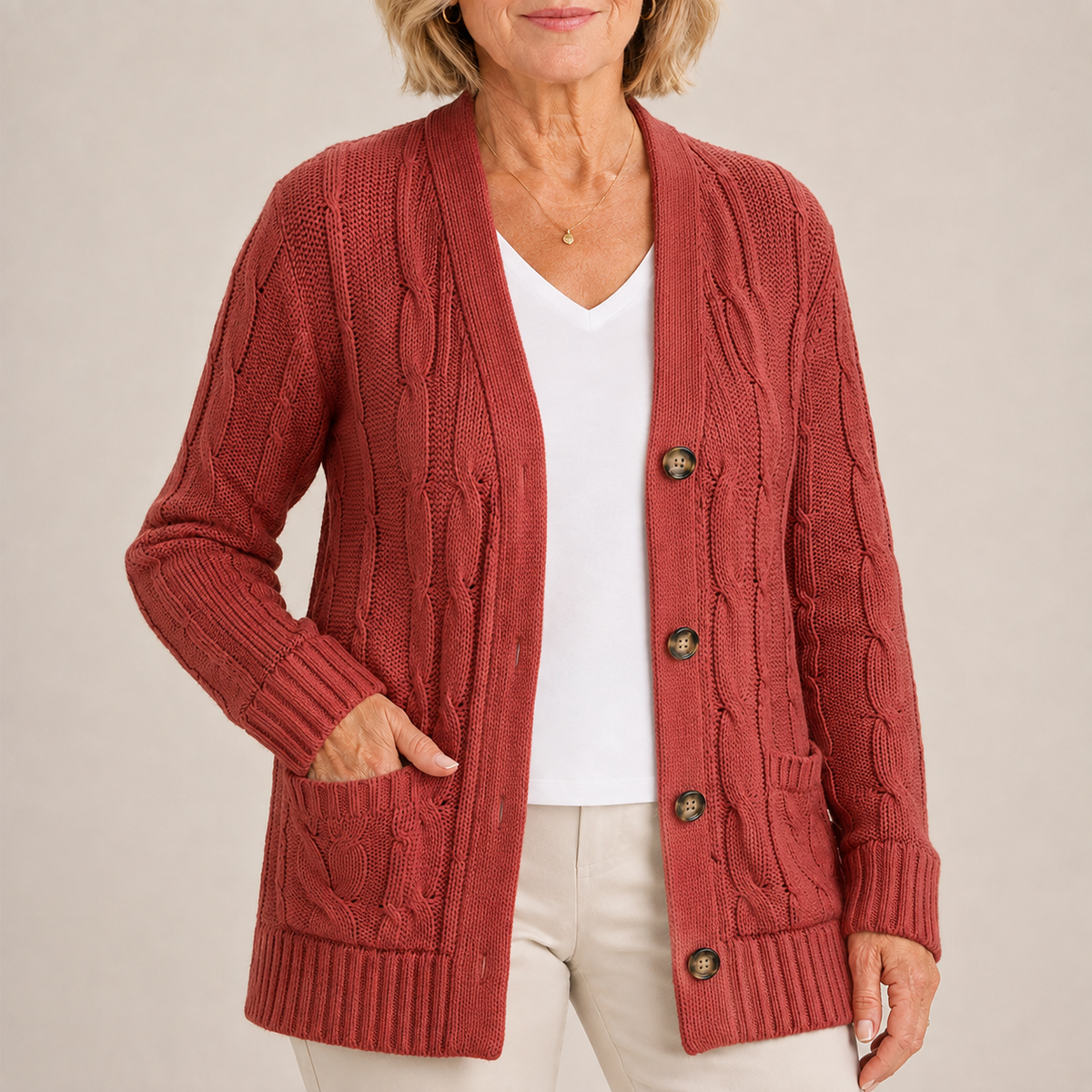 Sarah | Women's Long Sleeve Button Down Knit Cardigan