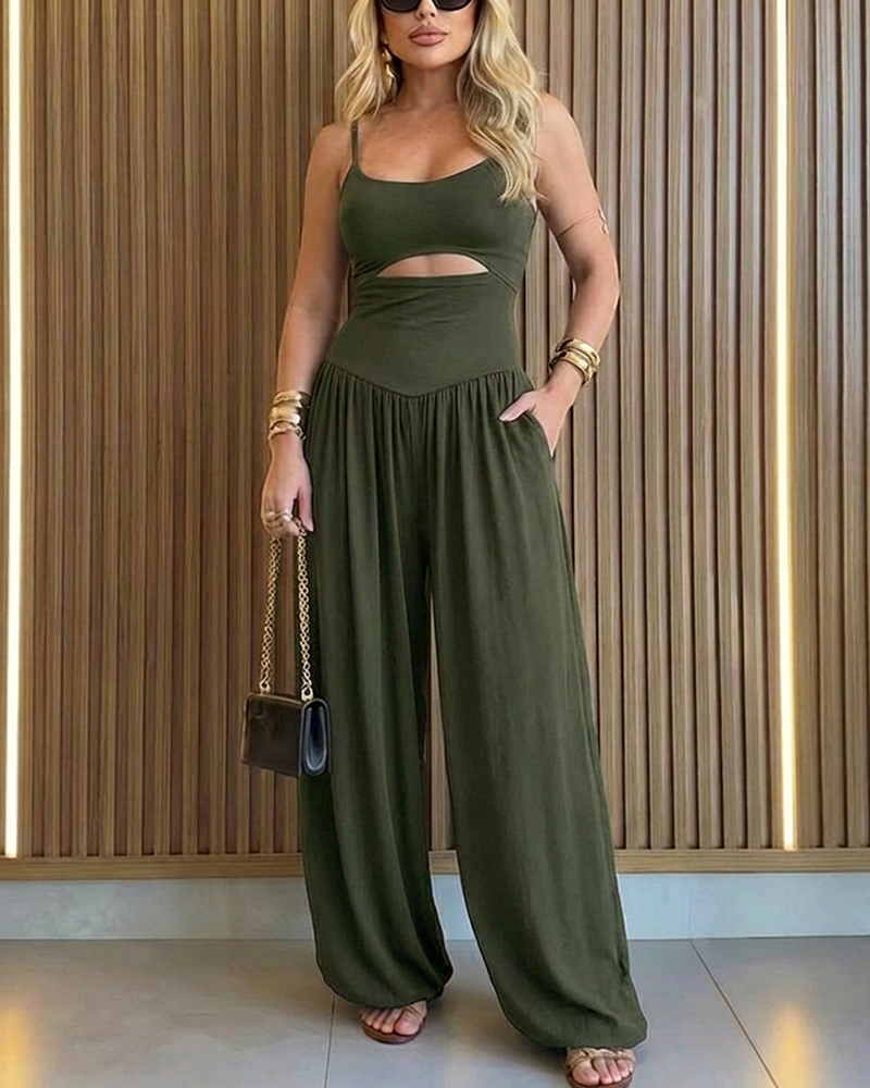 Women's Cut-out Waist Cami Backless Jumpsuit