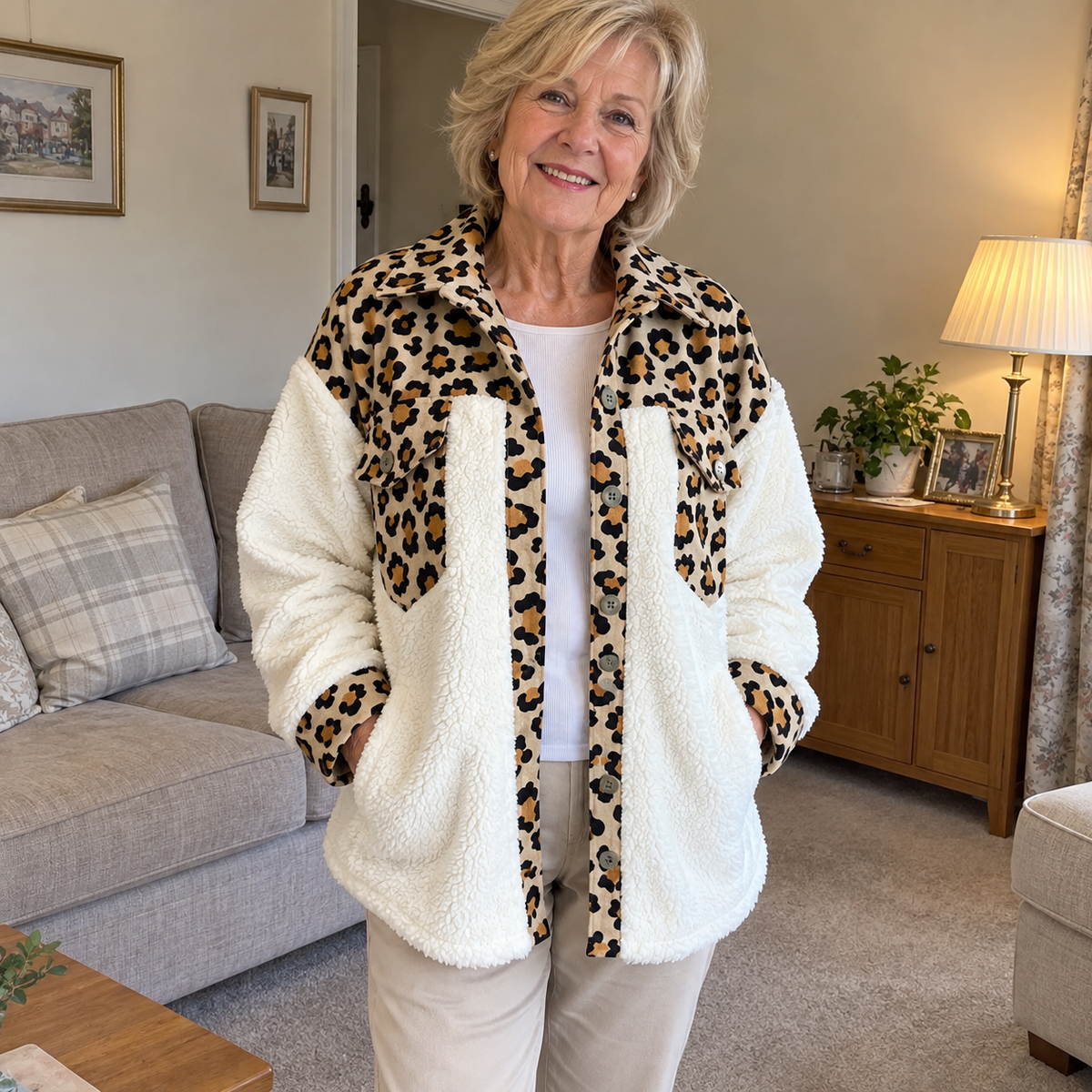 Iris | Plaid Plush Patchwork Button-Down Jacket