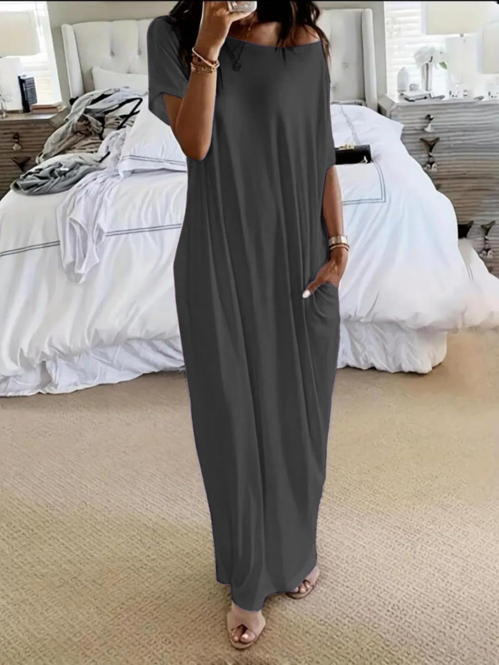 Oversized Off-Shoulder Casual Dress