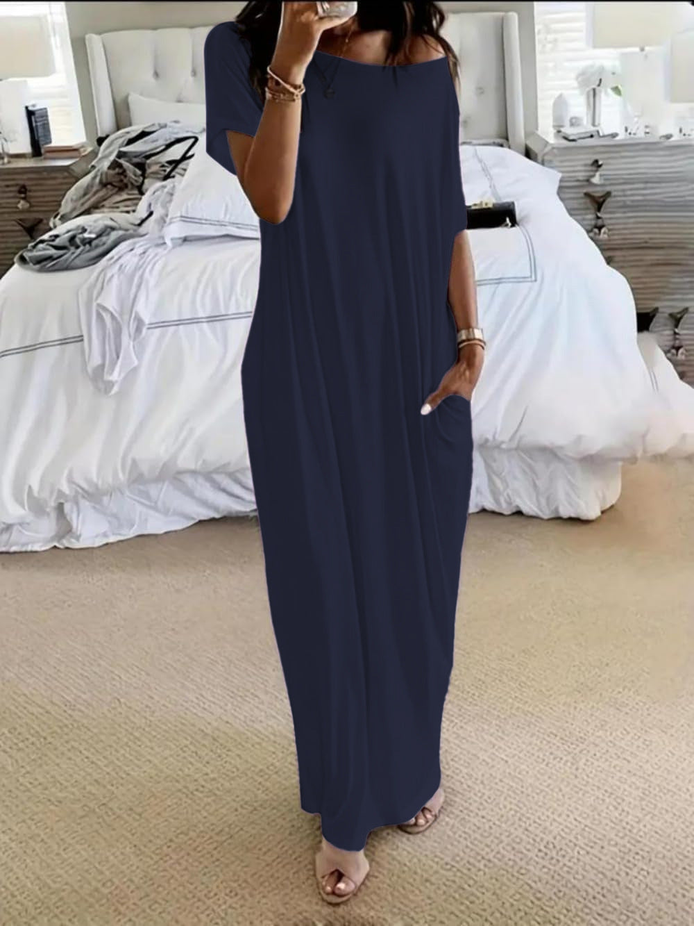 Oversized Off-Shoulder Casual Dress