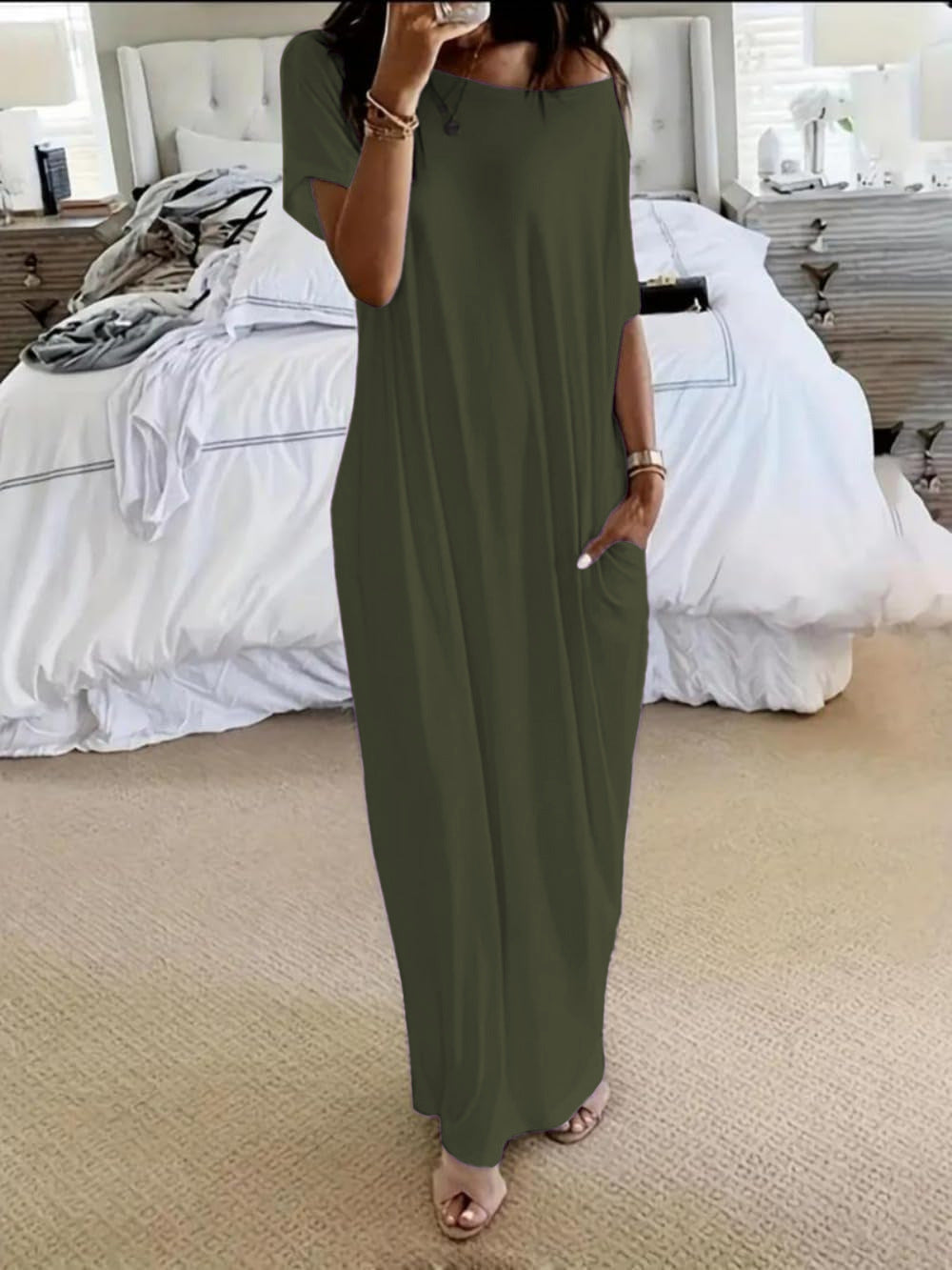 Oversized Off-Shoulder Casual Dress