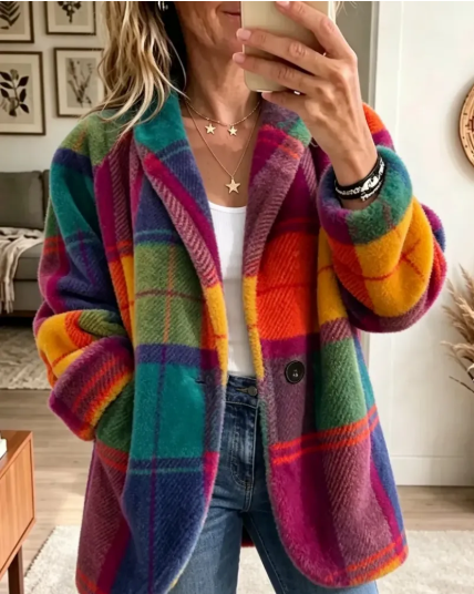 Comfy Oversized Plaid Coat