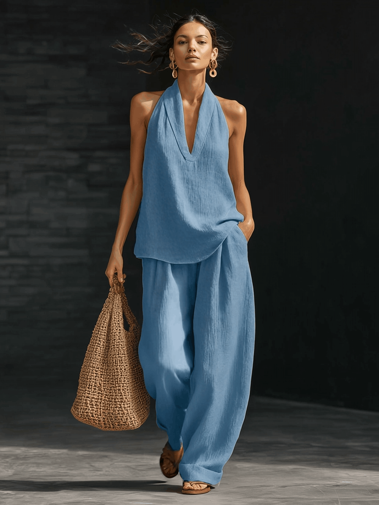Ines Comfy Linen Two-Piece Set