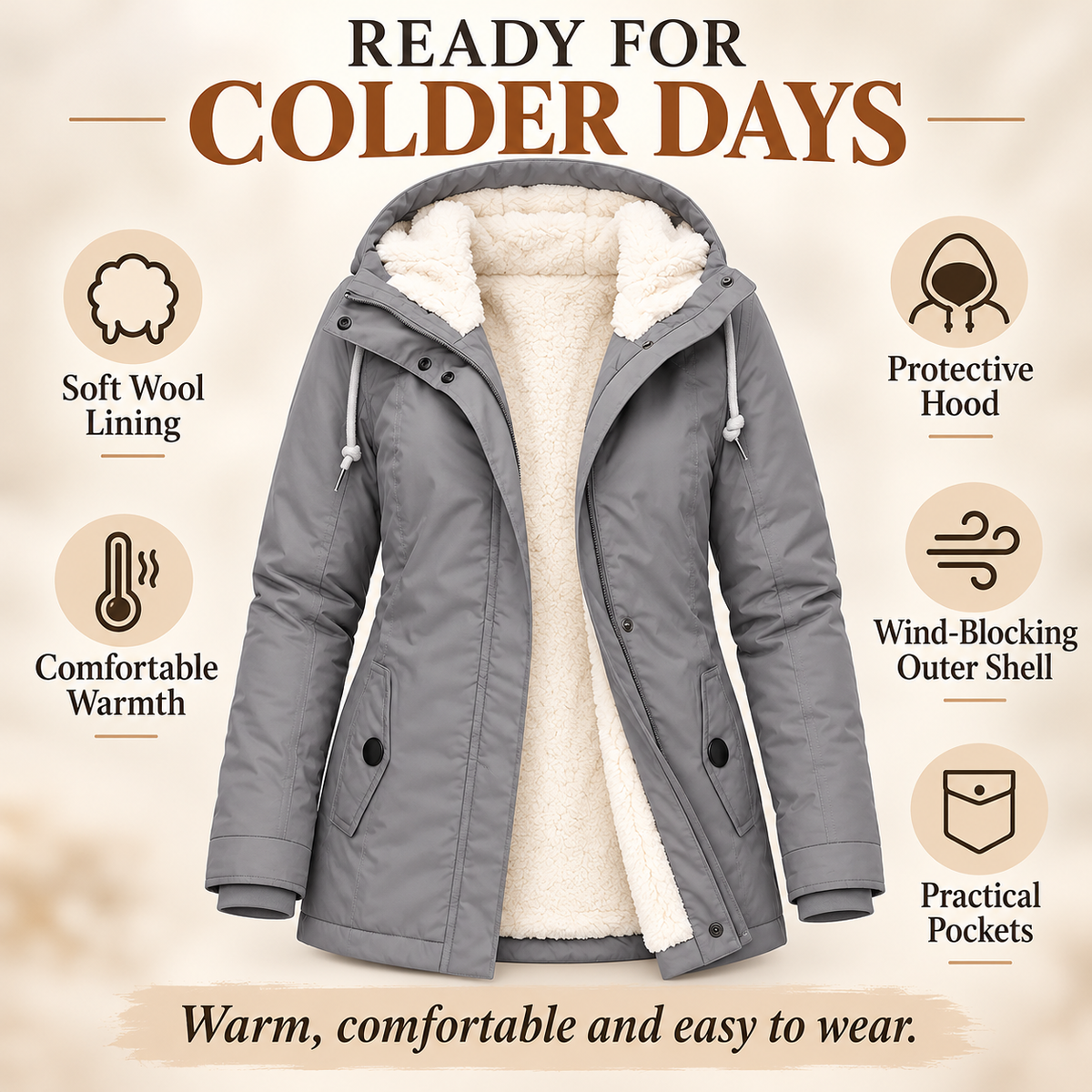 Elsie | Warm Comfy Rainproof Coat