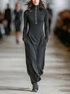 Luna™ | Turtleneck Zip-up Loose-fitting Casual Maxi Dress