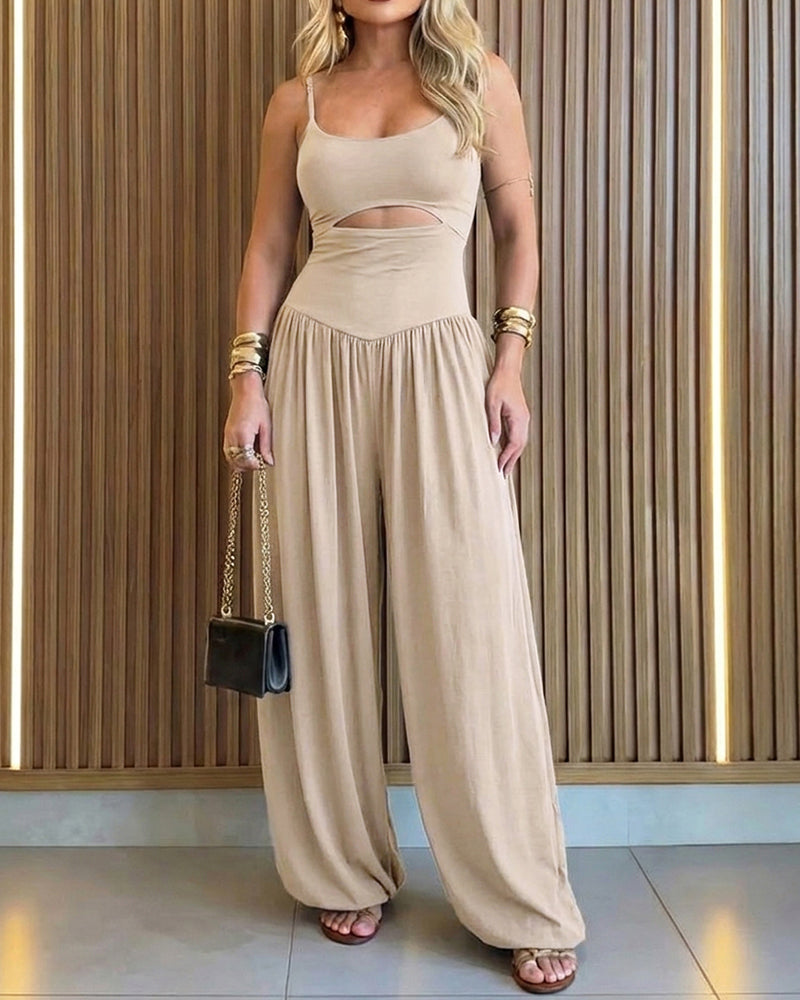 Women's Cut-out Waist Cami Backless Jumpsuit