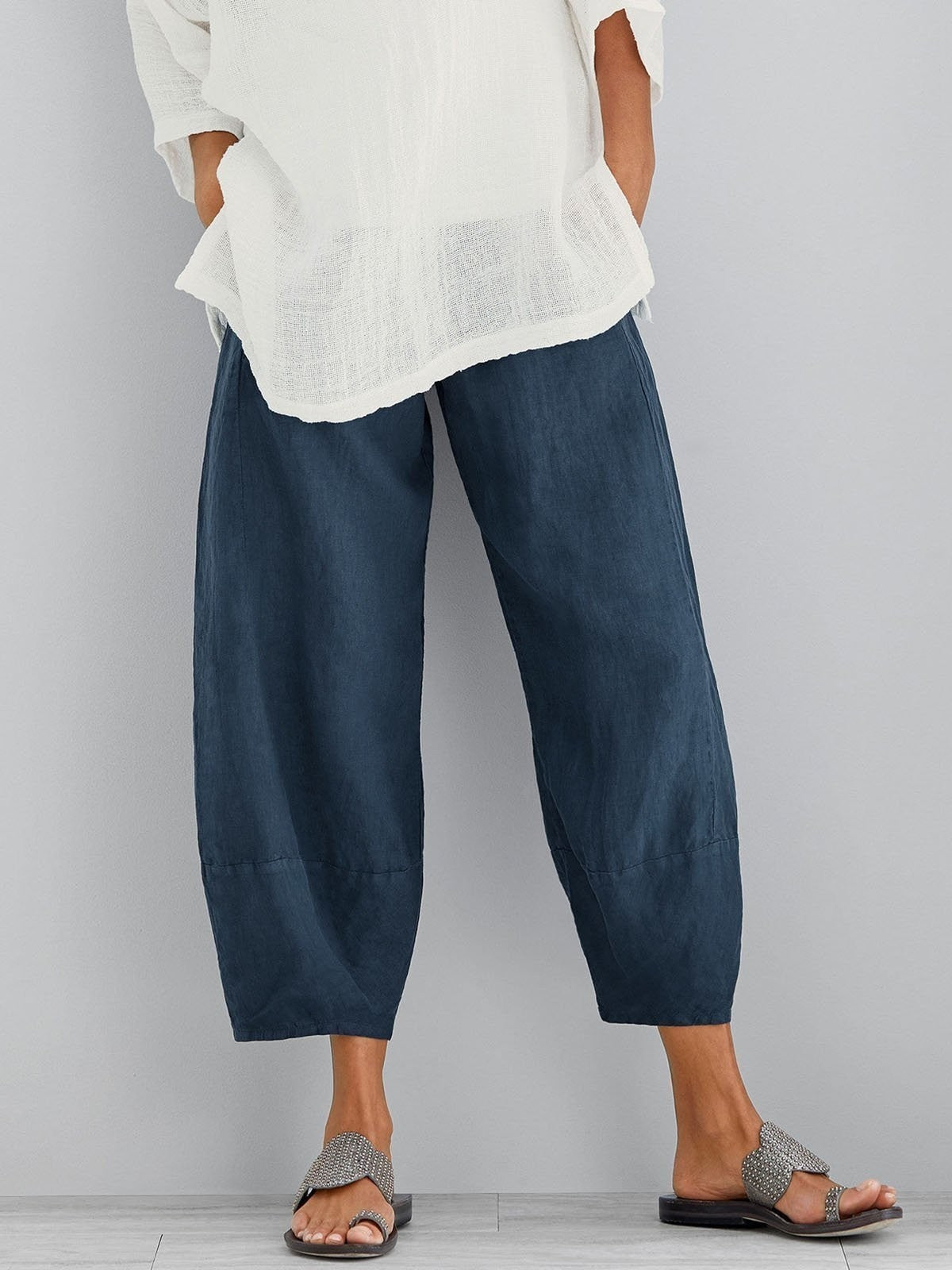 Comfy Loose Cotton Cropped Pants