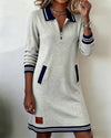 Dorellia Casual Long Sleeve Dress with Zip Closure