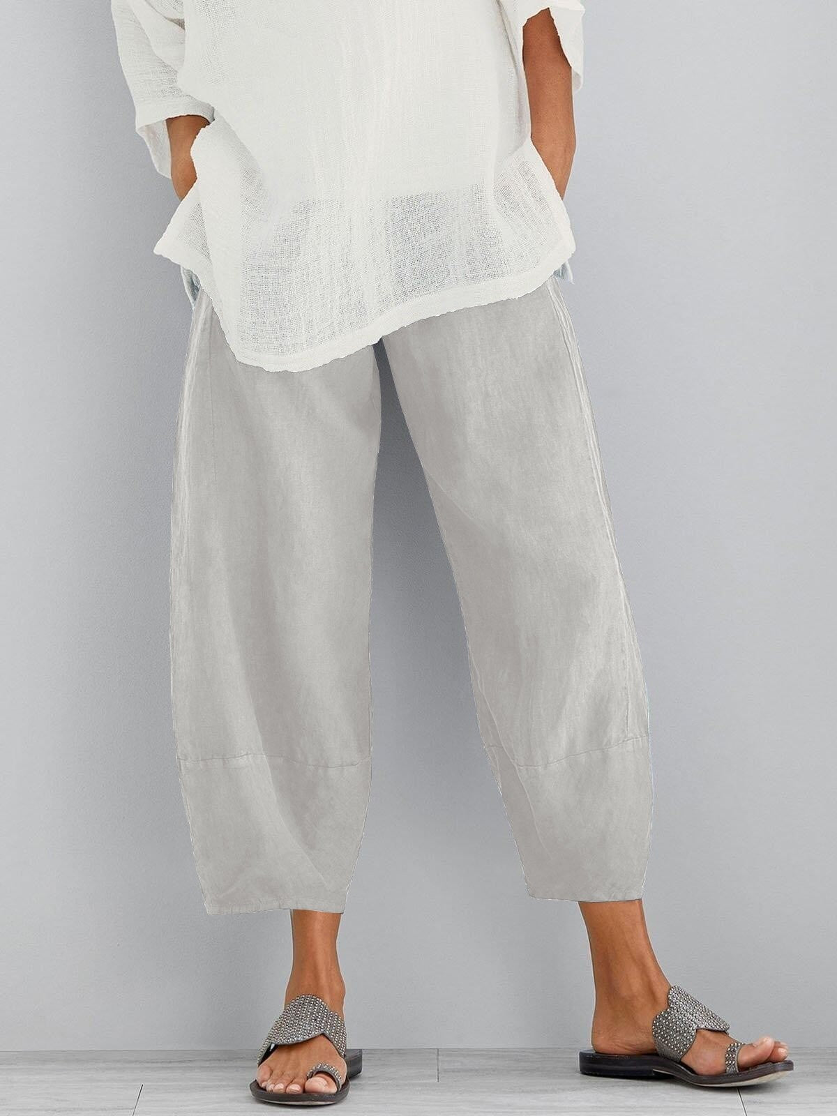 Comfy Loose Cotton Cropped Pants