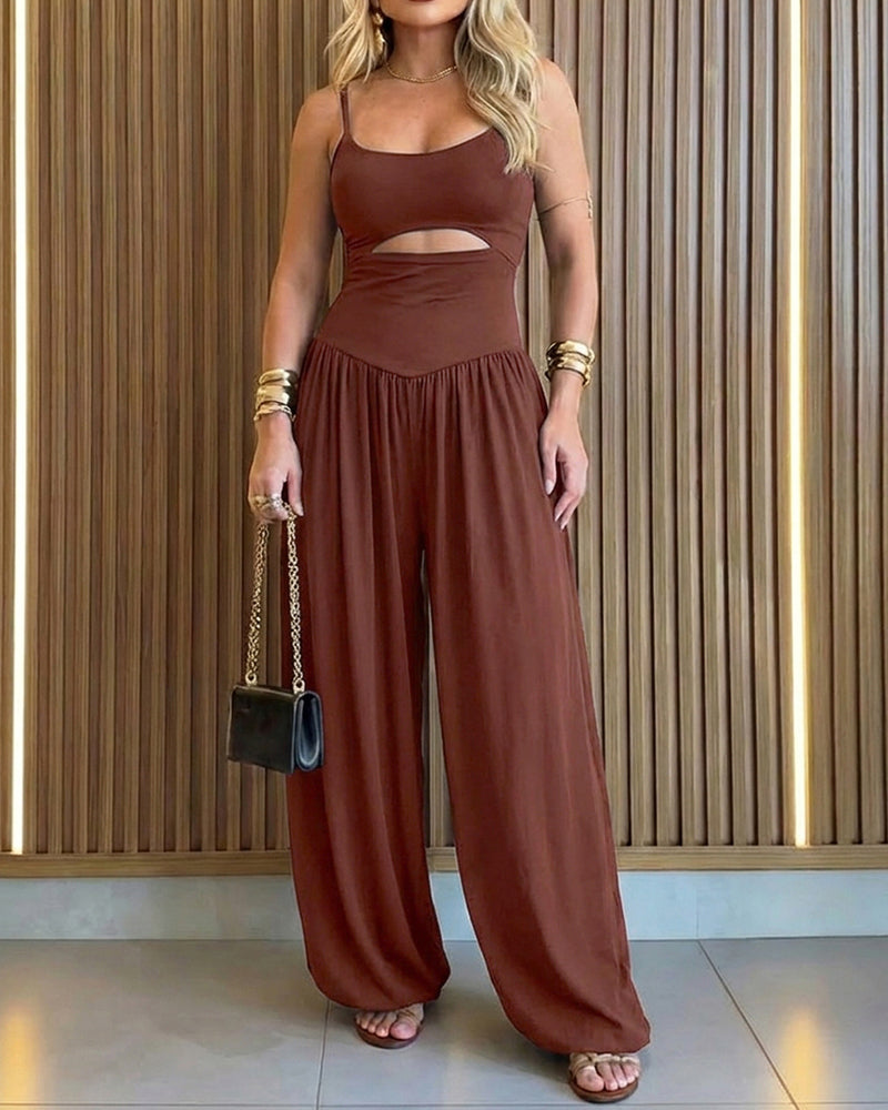 Women's Cut-out Waist Cami Backless Jumpsuit