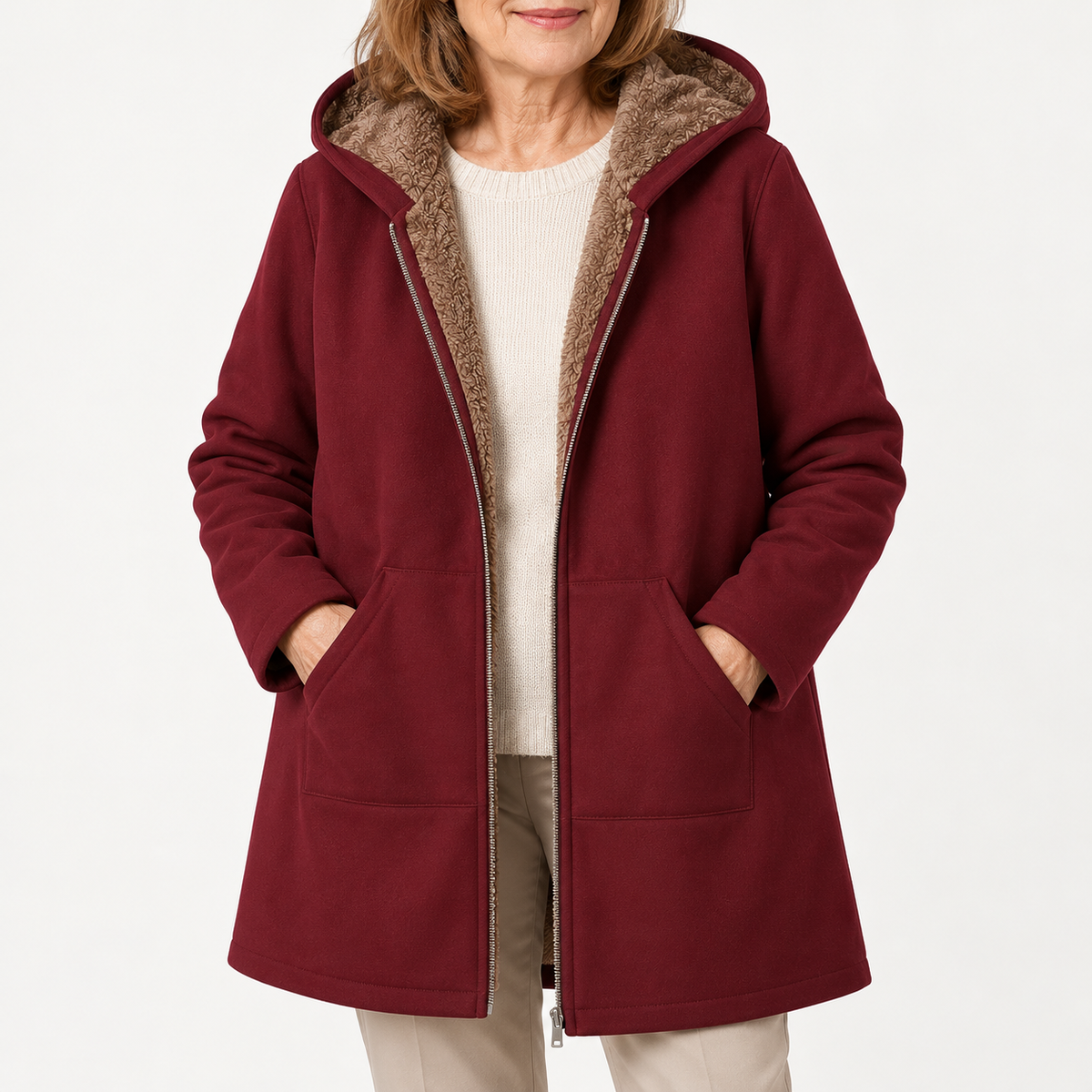 Lyra | Cozy Sherpa-Lined Hooded Coat