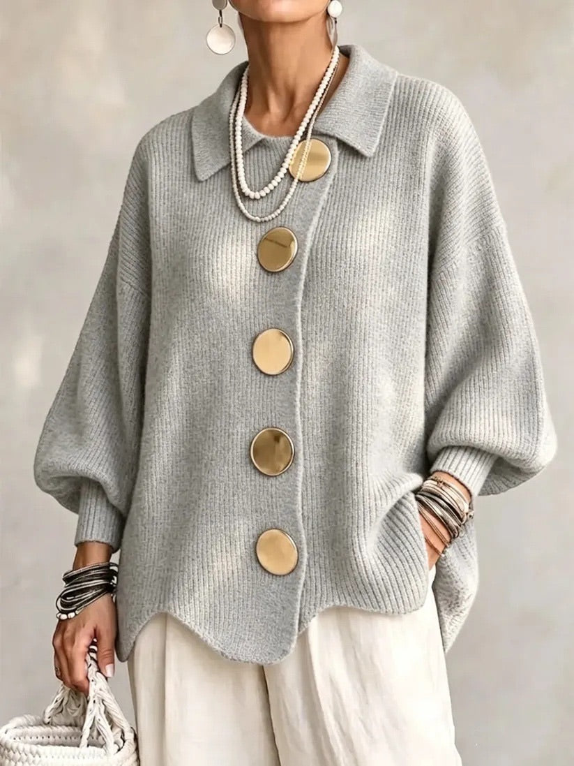 Karina | Oversized Collared Button Cardigan
