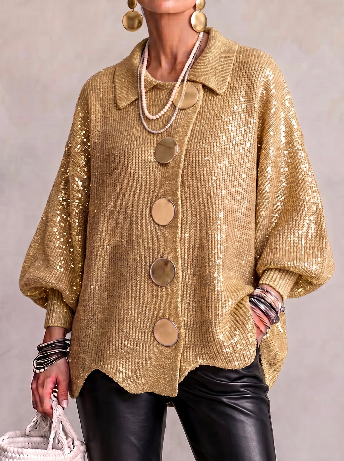 Karina | Oversized Collared Button Cardigan