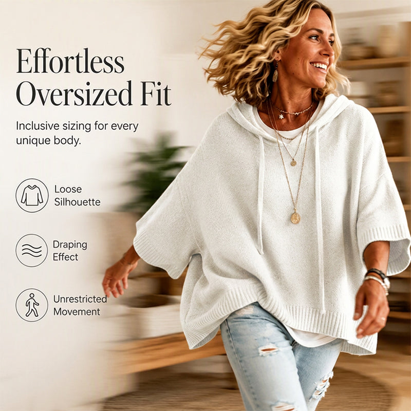 Maria | Oversized Knit Hoodie with Drawstring