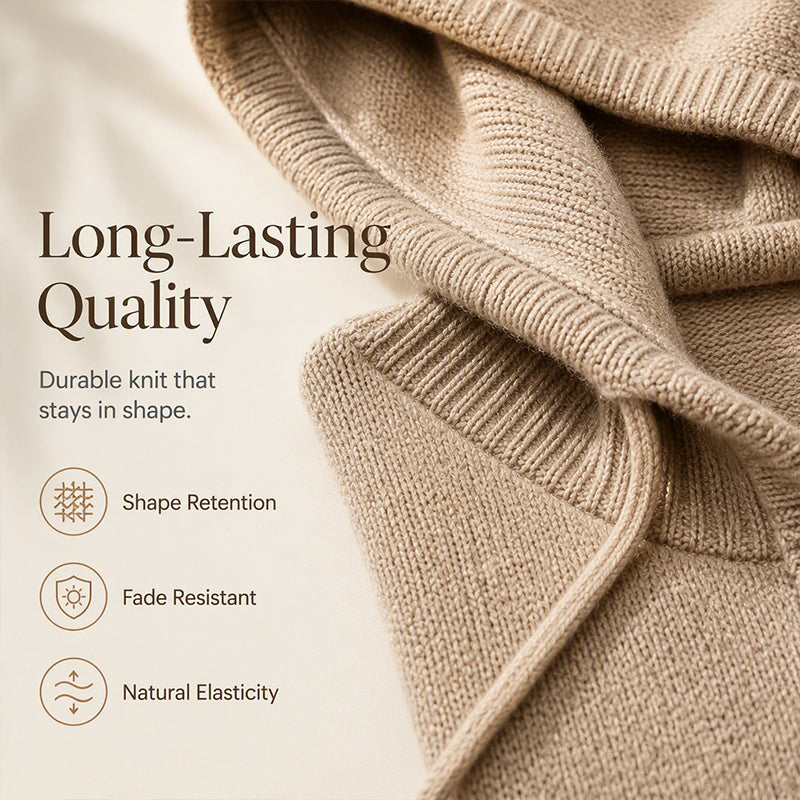 Maria | Oversized Knit Hoodie with Drawstring